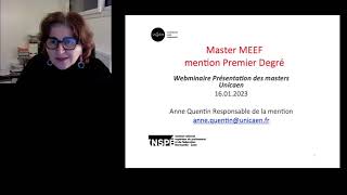 Webinaire Master MEEF mention 1er degré