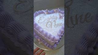 Purple Heart Cake with Butterflies #cakedecorating #cake #diy #baking  #cakes #heartcake #shorts