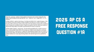 2025 AP Computer Science A FRQ #1A