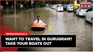 Gurugram Waterlogging | Boats Out On Streets; Knee-Deep Water Makes Life Miserable | English News