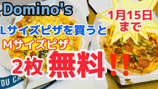 【ドミノピザ】今だけ‼️Lサイズorニューヨーカー買うとMサイズ2枚無料でついてくるキャンペーン🍕✨✨