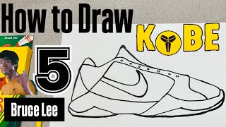 How to Draw Kobe 5 EASY - Bruce Lee colorway step by step #kobe #draw #mrschuettesart