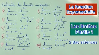 LIMITES avec la fonction EXPONENTIELLE - Exercice Corrigé - 2 bac sciences