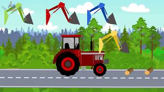 #Excavator and Truck | Tractor front loader | Street Vehicles | Learning colors RED - Video for kids