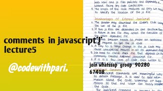 comments in javascript |lecture 5|what us comments in javascript