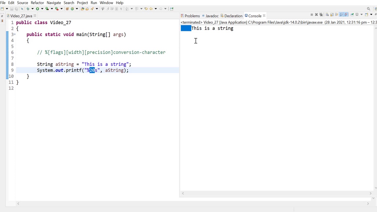 Java 27 Using Printf With Flags And Width Specifiers To Right