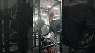 Box squats 515lbs plus 80lbs in chains #squat #boxsquat #powerlifting