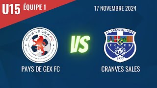 Championnat U15 D1 Pays de Gex FC vs Cranves Sales FC le 17 novembre 2024