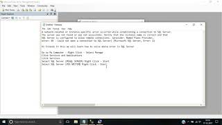 SQL SERVER Error : 40 – could not open a connection to SQL server.