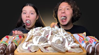 ASMR Cherry Dumplings \u0026 Glazed Cottage Cheese Bars Eating Sounds Mukbang 먹방 Tati ASMR