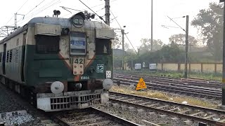 Two EMU local trains Entering and Departing Ranaghat Junction at same time, India in 4k ultra HD