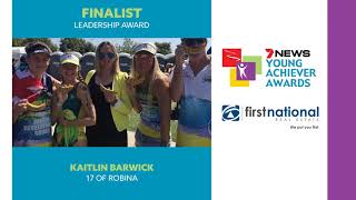 Kaitlin Barwick - Finalist 7 News Young Achievers Awards Queensland 2019