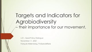 SPD #7 - Choosing the right agrobiodiversity targets and indicators