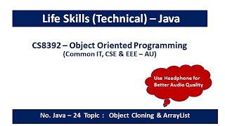 Java Object Cloning | Java ArrayList class | Programs | Step by Step Explanation | CS8392 - OOP | 24