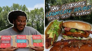 LIGHTLIFE VEGAN BURGER Taste Test + Review | burger, ground, sausage (new products!)