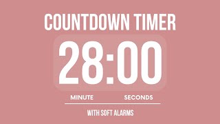 28 MINUTE COUNTDOWN TIMER ⏳ WITH SOFT ALARMS 🌸