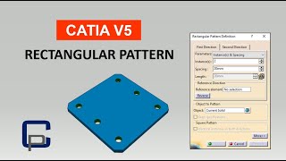 TUTORIAL CATIA V5 # 15 - BASIC MODELING - PART DESIGN - RECTANGULAR PATTERN