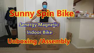 SUNNY SPIN BIKE, UNBOXING AND ASSYMBLY  OF  SF  B1879  SENERGY MAGNETIC AND BELT DRIVE  INDOOR BIKE