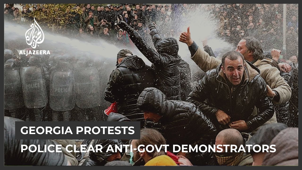 Georgia Protests: Police Clear Anti-gov't Demonstrations - YouTube