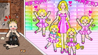 Paper Dolls Dress Up - I'm The Only One Without Hair In My Family - Barbie Hair Makeover Handmade