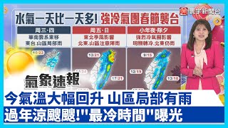 今氣溫大幅回升 山區局部有雨 過年涼颼颼!「最冷時間」曝光｜#寰宇新聞 @globalnewstw