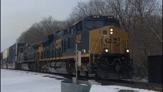 CSX 3419 and 411 lead a Snowy train thru CP57