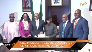 Osinbajo Presents Discharge Certificate to Transcorp Power Plc