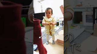 初めてパパの靴下の匂いを嗅いだ1歳児 #赤ちゃん #パパ