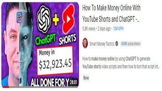 Unleashing the Power of YouTube Shorts, Make Thousands Each Time With ChatGPT  ($32,900/Mo Faceless)