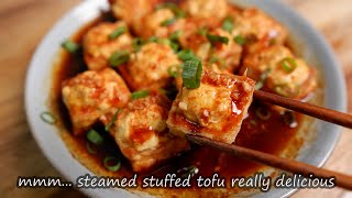 Easy way to steamed stuffed tofu :: Stuffed tofu recipe :: Delicious food