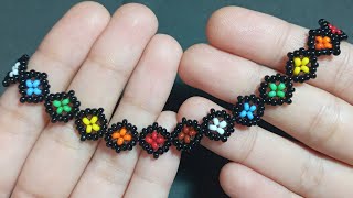 How to make a colorful beaded bracelet tutorial/Easy seed bead bracelet making