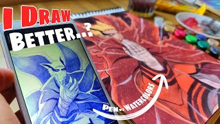 Pen vs Watercolors: Naruto Baryon Mode Drawing Challenge | Can I Beat @Animeart777