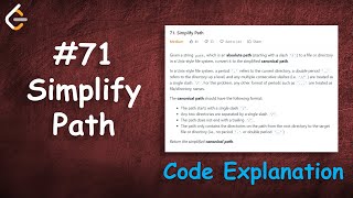 Simplify Path | Live Coding with Explanation | Leetcode - 71
