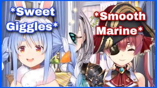 Smooth Marine made Pekora giggle ( A RARE CLIP WHERE PEKORA DIDN’T CRINGE OVER MARINE )