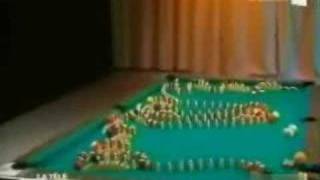 Pool Table Domino Trick -- Rube Goldberg