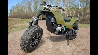 Homemade 200cc Offroad MOTORCYCLE of QuadBike Tires!?