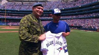 BOS@TOR: Blue Jays recognize Sgt. Jeff Hamelin