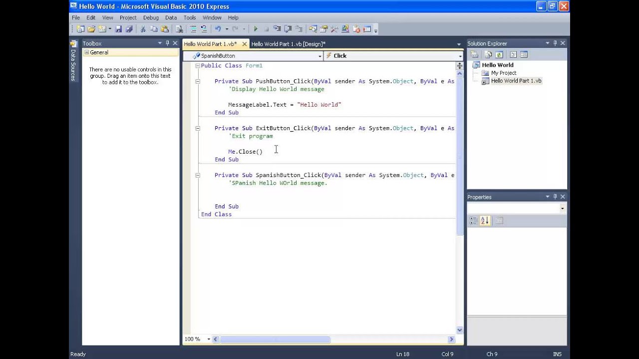 Programming In Visual Basic 2010 Chapter 1 Part 2 Youtube