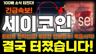 세이코인 전망 완벽 차트분석 트럼프 전략성공 5분전 정보입수! 폭등시작! 결국 터졌습니다 빠르게 확인 하세요! #세이 #세이코인 #세이코인전망