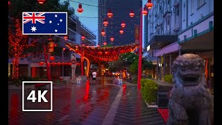 【4K】Rainy, windy city walk in #Brisbane, Australia. Dark Lights through Fortitude Valley to Anzac Sq