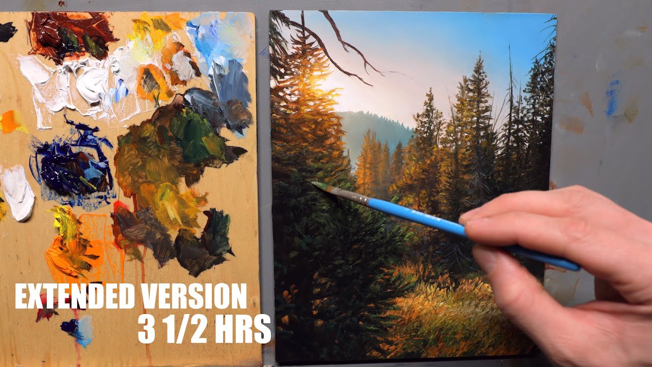 Realtime Oil Painting Sunset Landscape With Color Mixing Youtube