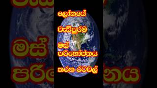 ලොව වැඩිම මස් පරිභෝජනය කරන රටවල් 10 🌍🥩#meat #country #viral #trending #shorts