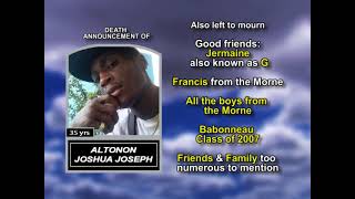 Altonon Joshua Joseph ~ Long Obituary