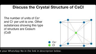 Discuss the crystal Structure of CsCl. | Solid State | Physical Chemistry