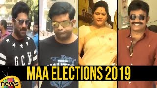 Telugu Film Industry Actors Are Casting Their Votes | MAA Elections 2019 | Shivaji Raja Vs Naresh