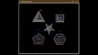 5 shapes polygons and a star using Python turtle | #Ajcoding #python #pythonturtle #turtle
