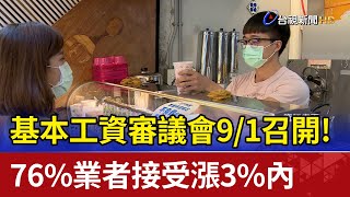 基本工資審議會9/1召開! 76%業者接受漲3%內