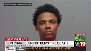 Son charged in mother's fire death