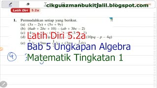 Latih Diri 5.2a Bab 5 Ungkapan Algebra Matematik Tingkatan 1