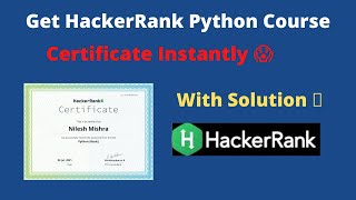 Python Basic Free Hacker rank Certification With Solutions | Free Hacker rank Python Certificate